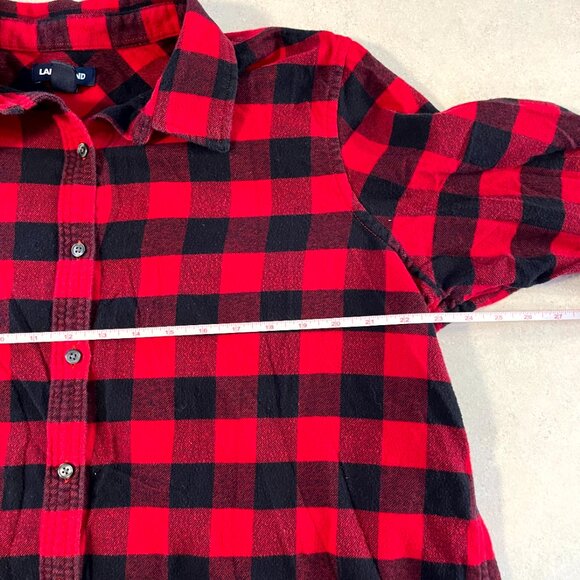 Lands End Flannel Shirt Womens 18 Red Black Buffalo Plaid Lumberjack Button Up - Picture 6 of 7
